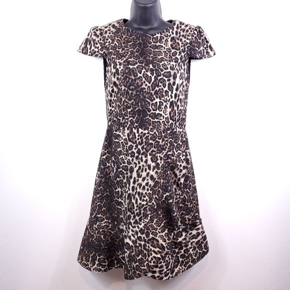 Alice + Olivia Kirby Ruffle Short Sleeve Dress in Leopard Print - Picture 10 of 10